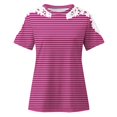 thumbnail image 3 of Camisas de Manga Corta para las Mujeres Impresión Cuello Redondo Suéter Encaje Camisa, Blusa de Verano Casual para las Mujeres, 3 of 5