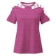 thumbnail image 5 of Camisas de Manga Corta para las Mujeres Impresión Cuello Redondo Suéter Encaje Camisa, Blusa de Verano Casual para las Mujeres, 5 of 5