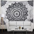 thumbnail image 6 of Black and White Tapestry Mandala Tapestries Bohemian Flower Wall Tapestry Psychedelic Hippie Wall Hanging for Bedroom (70.8" × 92.5"), 6 of 8