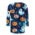 thumbnail image 4 of Halloween Women's Shirts 3/4 Length Sleeve Blouses Pullover Colorful Witch Ghost Pumpkin Printed T Shirt Crewneck Tunic Tops Casual Halloween Costumes, 4 of 5