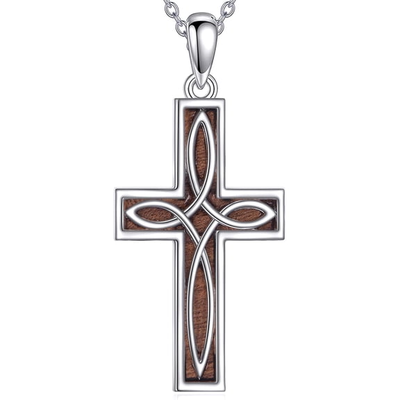 YAFEINI Religious Cross Pendant Necklace Sterling Silver Celtic Knot Cross Pendant Necklace Jewelry Gifts for Women Men