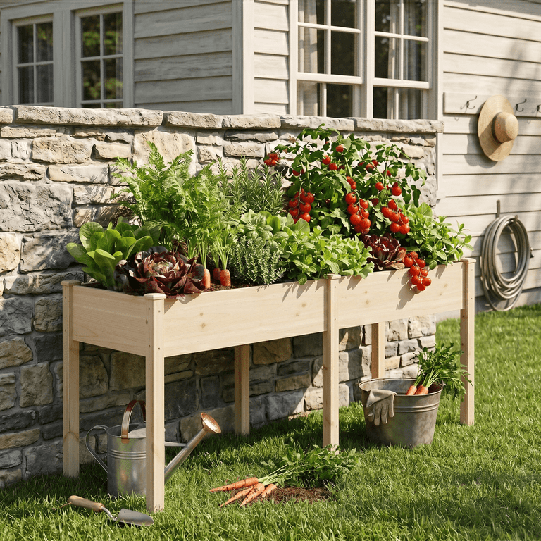Liferecord Elevated Wooden Raised Garden Bed, 72x23x30 in photo 2