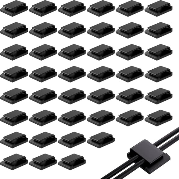 100 PCS Light Strip Mounting Clips: Self-Adhesive Tape Brackets Holder Cable Clips Cable Clamp Organizer for 10mm Light Strip (Black)