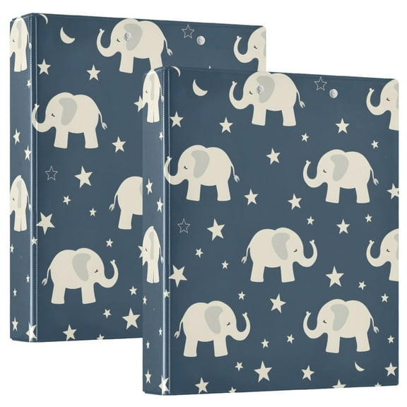 Elephant and Stars Hardcover 3 Ring Binder 1.5” Round Rings Binder Organizer Letter Size Paper Pockets School Office Supplies