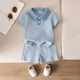 thumbnail image 3 of Hrsba Boys Striped Short Sleeve Shirt and Pants Set Lapel Collar Casual Fashion Outfit Soft Comfortable Daily Wear for Kids, 3 of 5
