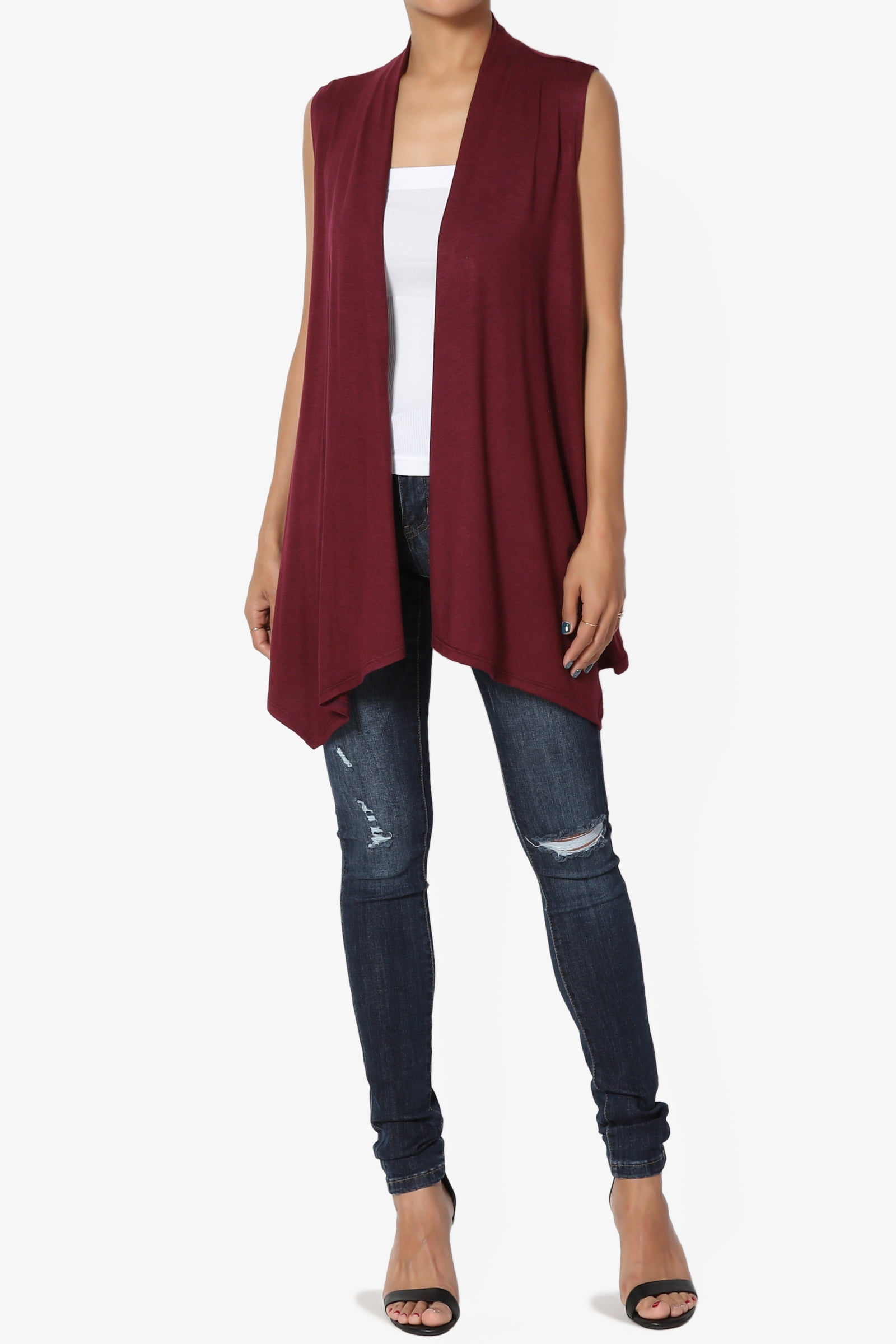 TheMogan Women's S~3X Waterfall Draped 