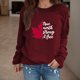 thumbnail image 2 of Gibobby Sudadera sin capucha y ocio Sudadera con capucha informal de manga larga con cuello redondo y estampado de alfabeto inglés de de arce para mujer (Vino, M), 2 of 5