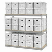 Record Storage Rack with Boxes - Gray - 72 x 30 x 60 in.