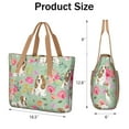 thumbnail image 3 of Tote Bag for Women - Basset Hound and Flowers Shoulder Bag - Large Utility Work Duffle Bag with Zipper Handbag for Travel, Work, Sprots, 3 of 5
