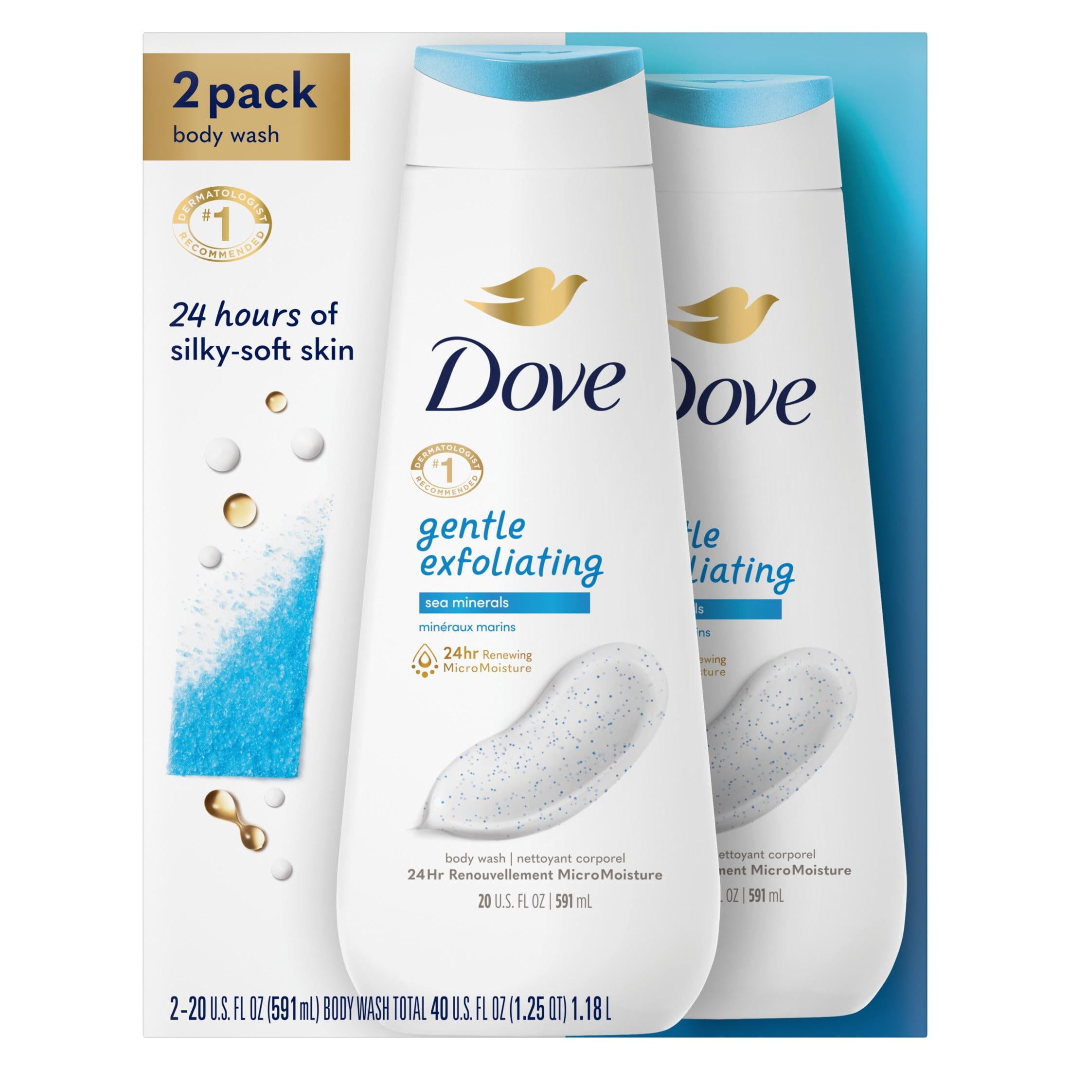 Dove Body Wash for Women Gentle Exfoliating with Sea Minerals All Skin, 20 oz 2 Count