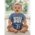 thumbnail image 6 of BemeyourBBs Newborn Baby Boys Mama's Boy Outfit Infant Baby Boy Summer Clothes Waffle Knit Short Sleeve Letters Embroidery Romper with Shorts Set 2Pcs Outfits, 6 of 9