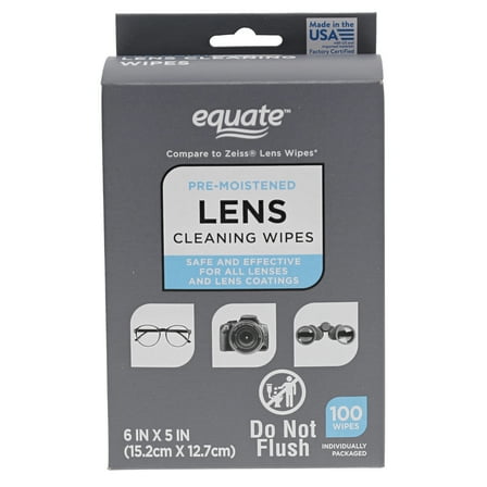 Equate Pre-Moistened Lens Cleaning Wipes, 100 Count