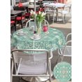 thumbnail image 6 of Outdoor Tablecloth with Umbrella Hole Zipper Bohemia Round Tablecloth 54" Waterproof Outside Table Cloth Vintage Ethnic Floral Botanical Style Green Patio Table Cover Tablecloths for Picnic Party, 6 of 8