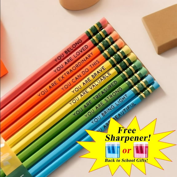 Boovnll Pencils, 10Pcs Wood-Cased Unsharpened Soft HB Pencils #2 with Eraser Top & Sharpener for Writing, Drawing, Sketching, Home, Office Supplies, Pencils