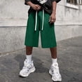 thumbnail image 5 of Men's Baggy Sweat Shorts 2026 Fleece Cotton Y2k Shorts Casual Under Knee Shorts Hem Gym Shorts with Pockets Dark Green L, 5 of 6