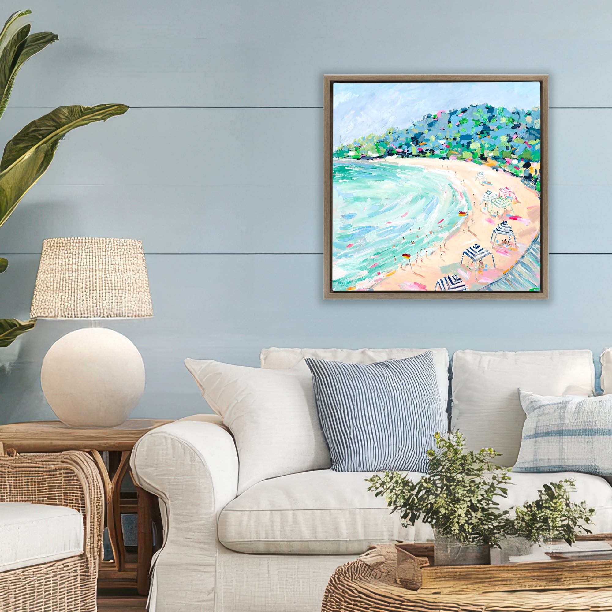 Stupell Industries Good Times Noosa Beach Brown Framed Floater Canvas Wall Art, design by Meredith Howse