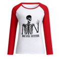 thumbnail image 4 of Camiseta de manga larga con cuello redondo y estampado informal para mujer, 4 of 4
