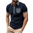 thumbnail image 2 of QUINDOS Mens Shirts Big and Tall Short Sleeve Casual Polo Crew Neck Shirts Pockets Cotton Button Slim Solid T-shirts, 2 of 3