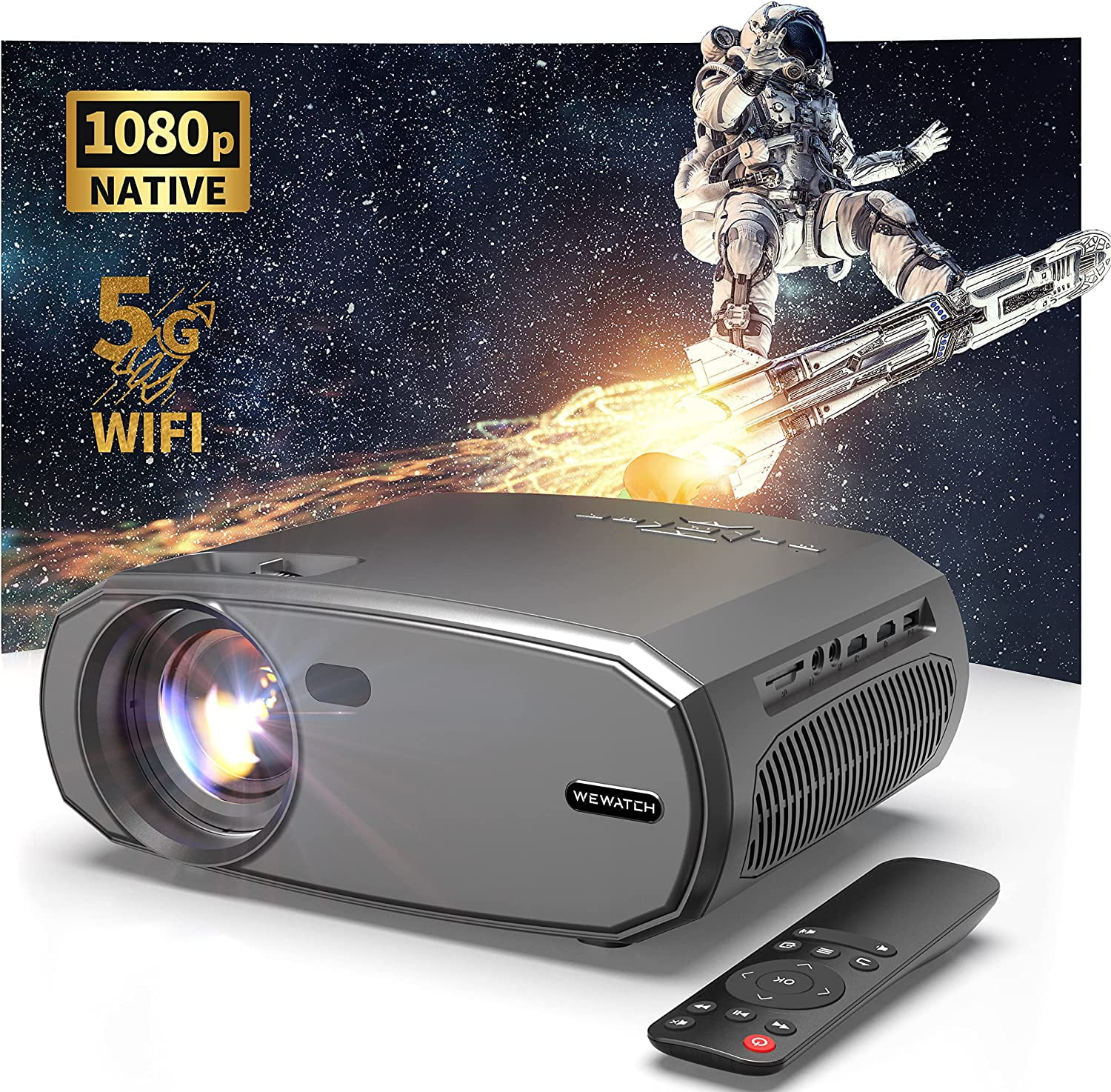 WEWATCH 15000 Lumens Projector with 5G WiFi 230 ANSI Lumen Projector, Keystone Correction 100% Zoom, Portable Projector for Home Theater, TV Sticker, HDMI, VGA, USB - Walmart.com