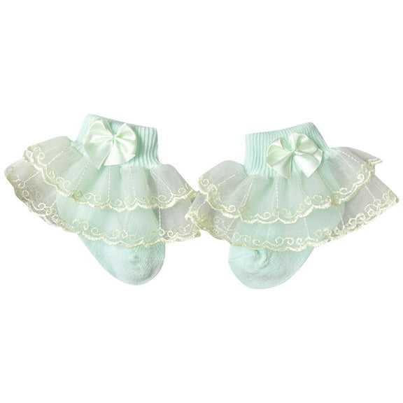 Caqnni Baby Girls Ruffle Socks Frilly Lace Ankle Socks Cotton Princess Socks for Toddlers Kids Girl Princess Ruffle Socks for 1-8 Years