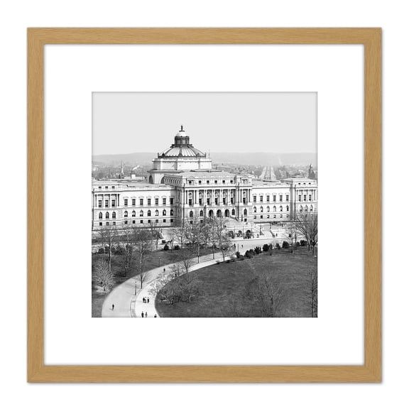 Jackson Library Congress Jefferson Building Washington Photo 8X8 Inch Square Wooden Framed Wall Art Print Picture with Mount
