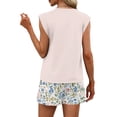 thumbnail image 6 of 2 Piece Short Sets for Women Summer Vacation Outfits Cap Sleeve Tops and Floral Shorts Set Hawaiian Beach Clothes Complexion 2XL, 6 of 6
