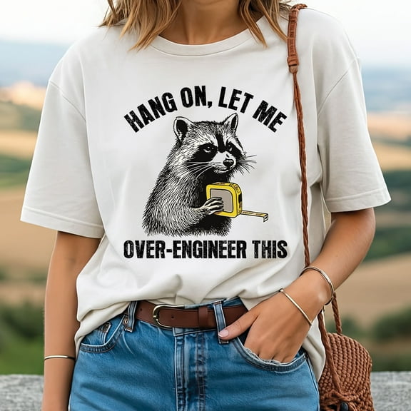Raccoon Hang On Let Me Over‑Engineer This T‑Shirt - Funny Engineer Meme Tee