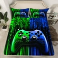 thumbnail image 2 of Feelyou Modern Game Console Twin Sheet Sets for Kids, Cartoon Gamepad Lover Twin Fitted Sheet, Green Blue Square Abstract Flat Sheet, Super Cozy Room Decor, 3pcs, 2 of 7
