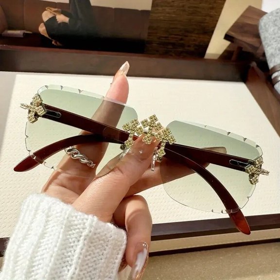 Triple Cross Green Lens Sunglasses Sunglass Eyewear UV Protect Lens Luxury Unisex Men Women