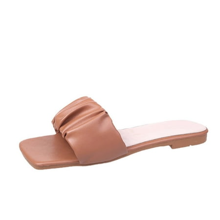 

Womens Leather Sandals Open-toed Slippers One-way Sandals Summer Open Toe Slide Sandals Comfortable Flats Flip-Flops Sandal Casual Platforms Wedge Sandals Boho Dressy Heeled Sandals A6614