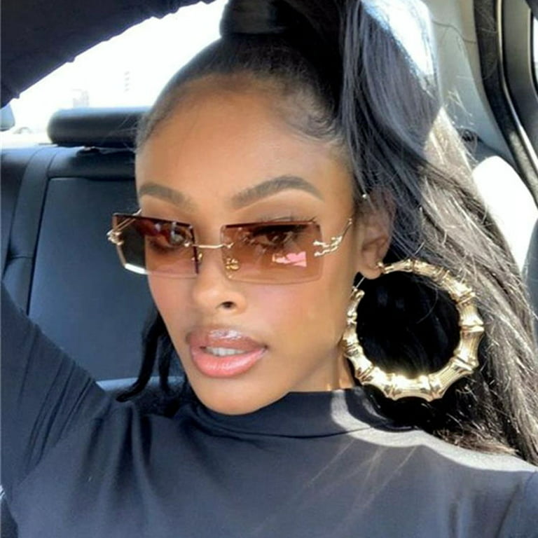 chanel rimless sunglasses on face