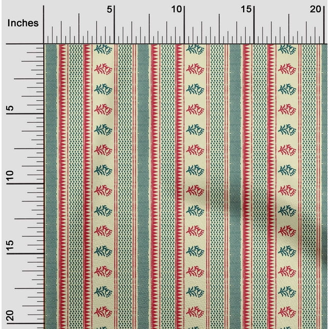 oneOone Cotton Cambric Fabric Geometric|Stripe & Floral Block Printed Craft Fabric BTY 56 Inch Wide