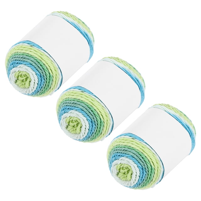 3Pcs 634 Yard Hilo de Acrílico para Ganchillar, Verde, Azul, Amarillo