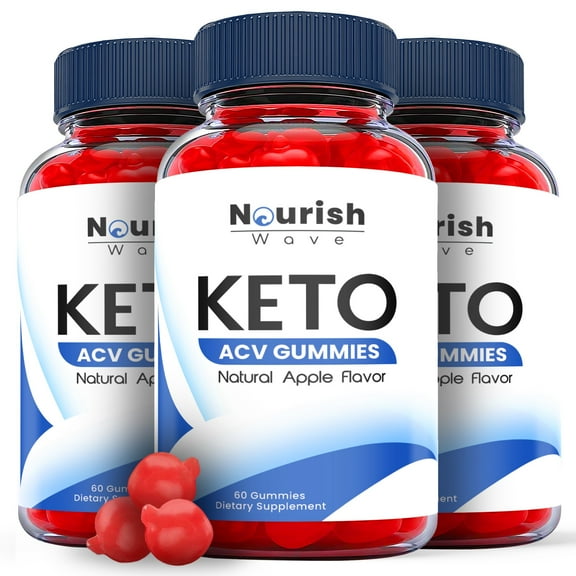 (3 Pack) Nourish Wave Keto ACV Gummies - Apple Cider Vinegar Supplement for Weight Loss - Energy & Focus Boosting Dietary Supplements for Weight Management & Metabolism - Fat Burn - 180 Gummies