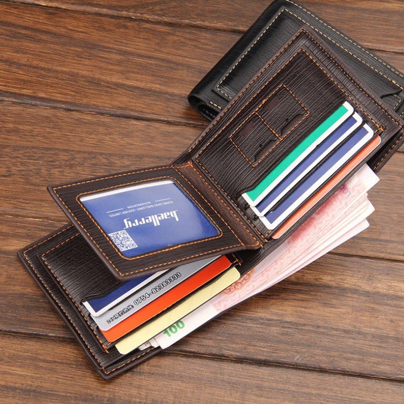 New Men Genuine Leather Pocket Wallet Bifold Short Purse With Zipper ...