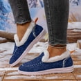 thumbnail image 4 of Snow Boots Slip on Penny Loafers for Women Casual Fleece Lined Warm Winter Warm Walking Flats Ankle Booties Blue Size 6, 4 of 6
