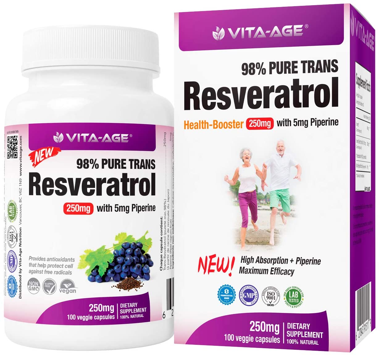 VitaAge Certified 98 Super Strength Natural Trans Resveratrol