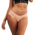 thumbnail image 2 of Fvwitlyh Lingerie Résille Aguichant Culottes en Dentelle Transparente pour Femmes Coton Creux Respirant Qualité Beige,P, 2 of 5
