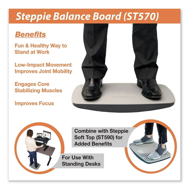 Steppie Balance Board, 22.5w x 14.5d x 2.13h, Two-Tone Gray Steppie Balance Board, 22.5w x 14.5d x 2.13h, Two-Tone Gray