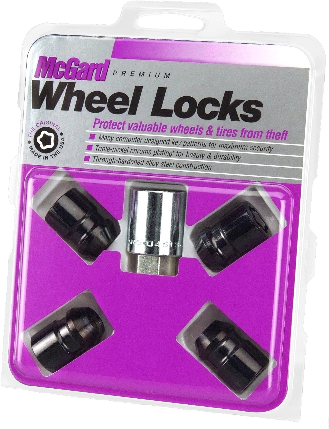 McGard 24025 Chrome/Black Cone Seat Wheel Locks (1/2" 20 Thread Size) Set of 4
