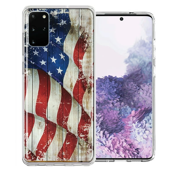 MUNDAZE For Samsung Galaxy S20 Vintage American Flag Design Double Layer Phone Case Cover