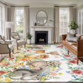 thumbnail image 2 of Cartoon Animal Rose Large Area Rugs 5x8 ft Cute Deer Fox Squirrel Owl Flower Mushroom Flower Washable Rug Non Slip Indoor Carpet Absorbent Floor Mat for Living Room Bedroom Dining Room, 2 of 9