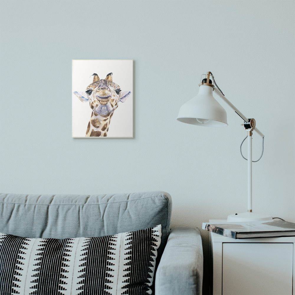 Stupell Industries Large Giraffe Face Head Animal Watercolor Painting Wall Plaque Art by George Dyachenko