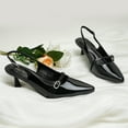 thumbnail image 3 of JENN ARDOR Women's Slingback Kitten Heels Pointed Closed Toe Buckle Strap Stiletto, 3 of 5