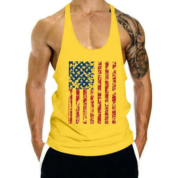 Njoeus White Blouse Mens Graphic T Shirts Men's American Flag Workout T-Shirt Summer Casual Sports Tees Star And Striped Vests Sleeveless Cotton Tank Tops for Men Tshirts Men