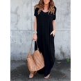 thumbnail image 6 of Women's Summer Long Dresses Casual Short Sleeve Split Beach Maxi Dress with Pockets, 6 of 6