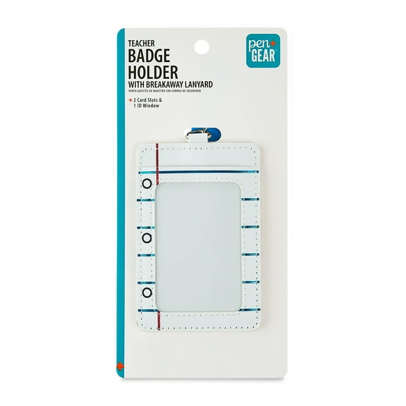 Pen+Gear Notebook Paper Teacher Badge Holder with Breakaway Lanyard, Multicolor