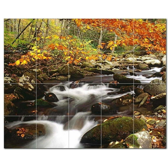 River Scene Ceramic Tile Mural Kitchen Backsplash Bathroom Shower, 405762-XL54