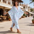 thumbnail image 5 of DISNIMO Kaftan for Women Dress Butterfly Printed V-Neck Batwing Sleeve Kaftan Maxi Dresses Plus Size Beach Cover Up Summer Vacation Bathing Suit Cover ups, 5 of 7