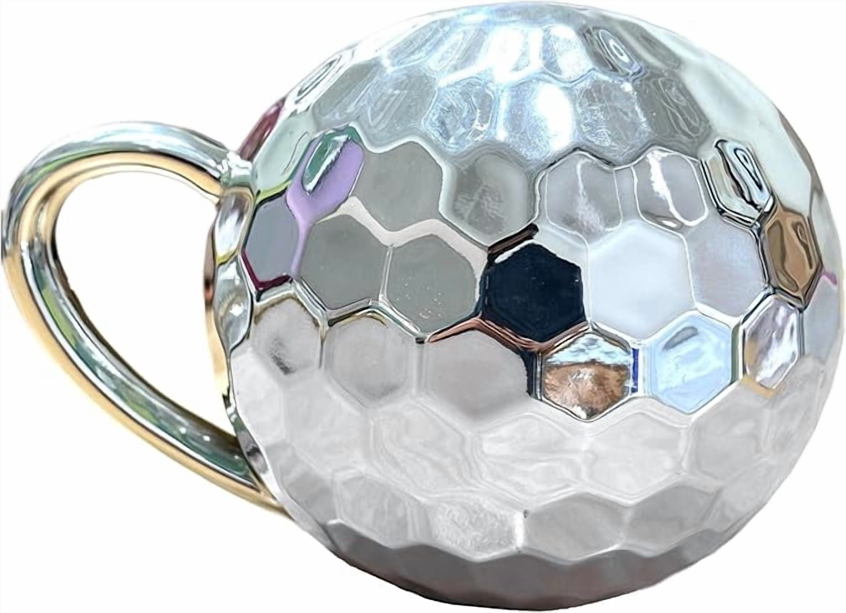 Island Dogs 22 oz Giant Disco Ball Ceramic Coffee Mug – Metallic Silver Mirror Ball Mug, Funny Gag Gift for Coffee Lovers, Unique Kitchen Accessory, Perfect for Parties or Daily Use
